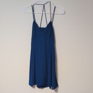 Elegant Blue Spaghetti Strap Dress